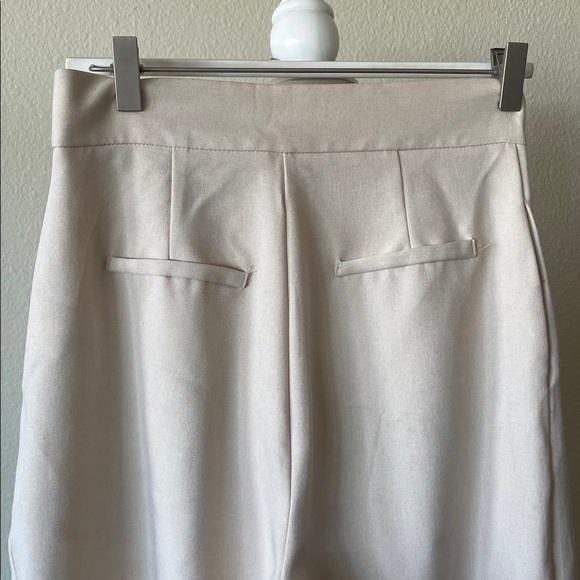 Nasty Gal Beige Tailored Jogger Pants | High Waist | Elastic Hem - Picture 8 of 9